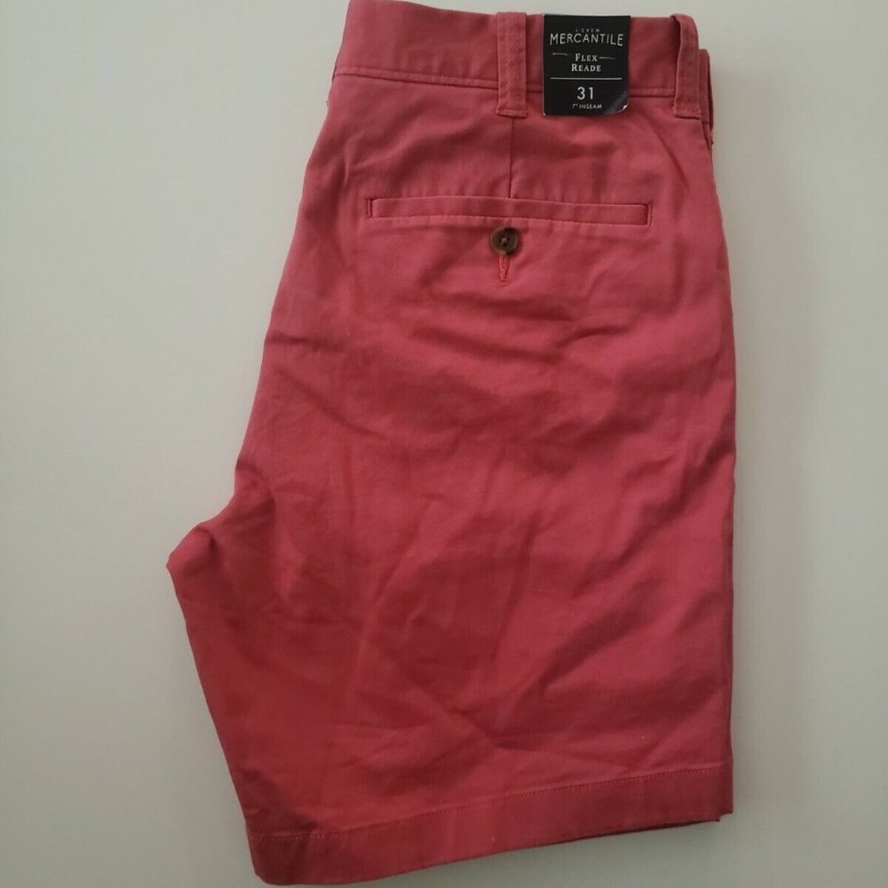 New J CREW Mercantile Flex Reade Stretch Cotton Flat Front Short Size 31 7" Pink